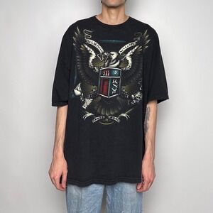 OG Obey All Hustle No Love Eagle Graphic T-Shirt Black Mens 4XL Tee Skater